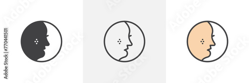 Acne and Facial Skincare Icons. Pimple Treatment and Dark Spot Correction Symbols.