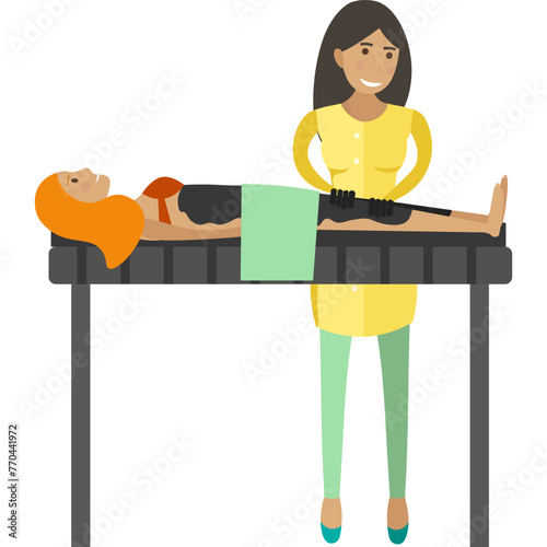 Masseur applying chocolate application to client vector icon isolated on white