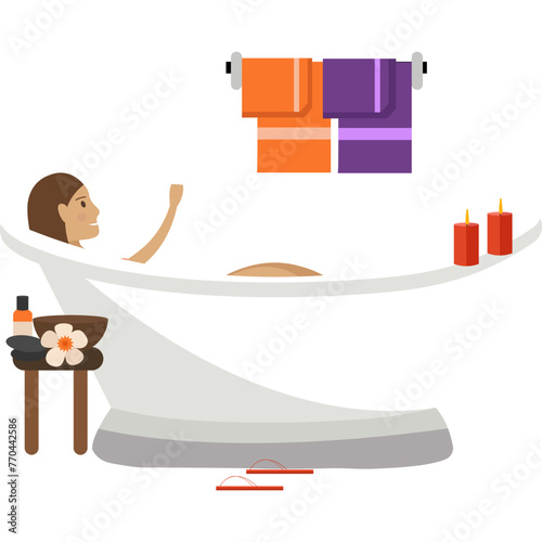 Woman taking bath vector icon isolated on white