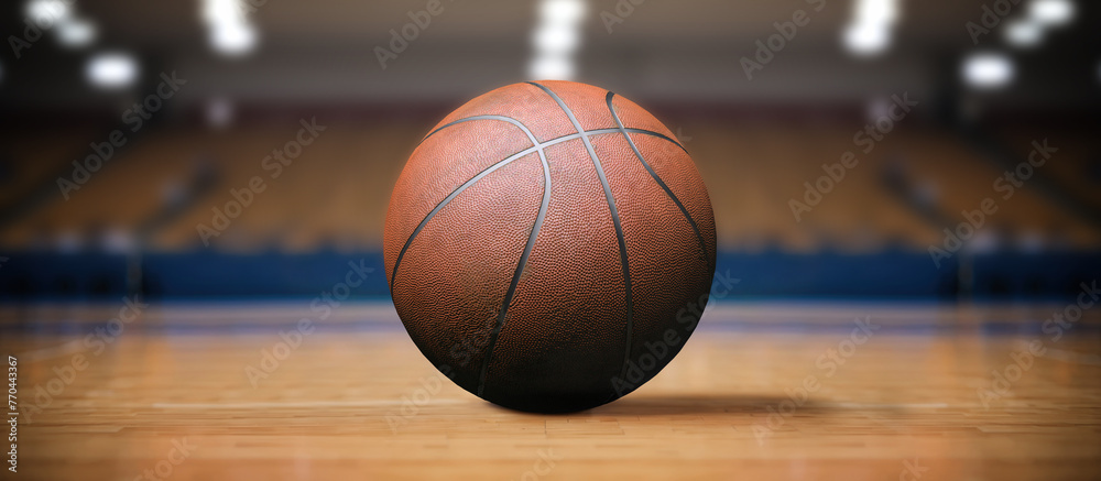 Basketball ball on the basketball court. Basketball ball on the basketball court.