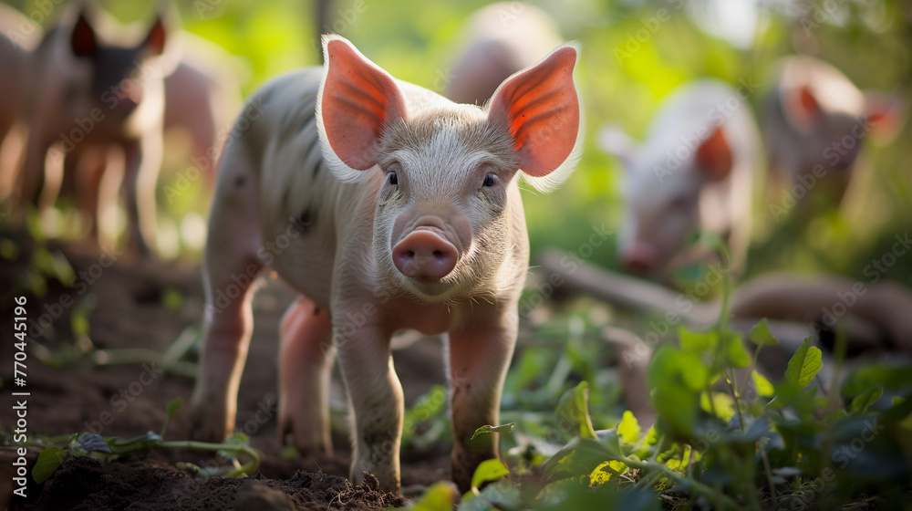Curious Piglet on Farm Curious Piglet on Farm
