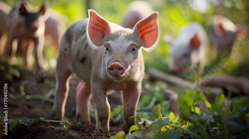 Curious Piglet on Farm