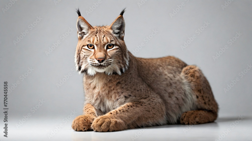 Obraz premium Lynx on an isolated white background. Studio lighting.