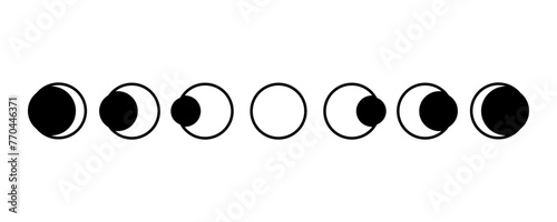 Black moon different phases or lunar phases flat vector icon design