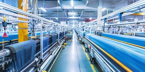 A factory with a blue conveyor belt © xartproduction