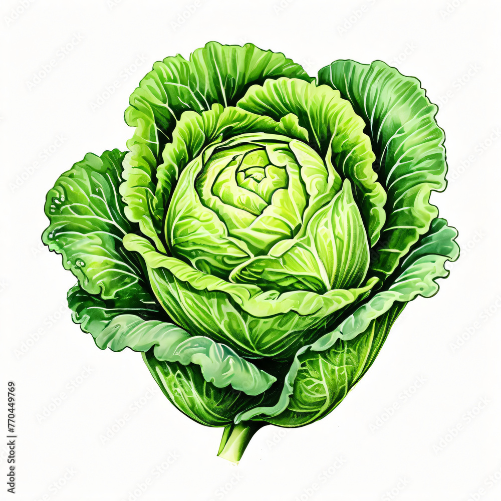Obraz premium Cabbage, vegetable, Illustration, isolated on white background