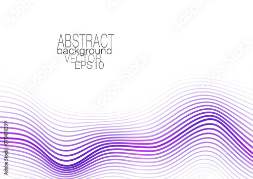 Saturated purple wave pattern. Abstract technology wavy lines. Squiggle thin curves, soft gradient. White background. Vector design for banner, landing page, flyer, poster, presentation. Ai format
