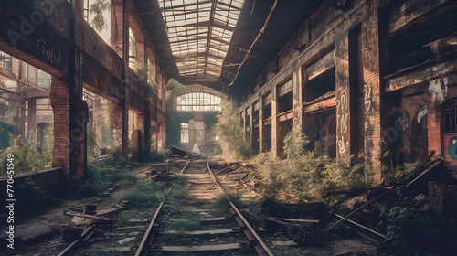 the empty factory has fallen into an abandonment