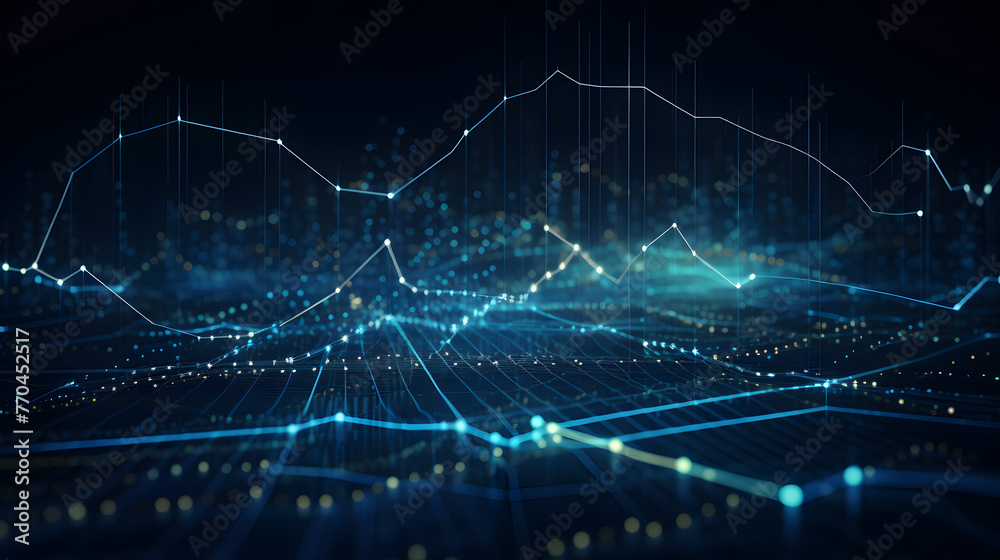 trading charts and other information on blue background