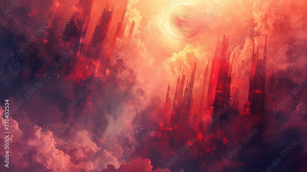 Fototapeta premium An e-book cover for a sci-fi novel, with an abstract background that suggests otherworldliness