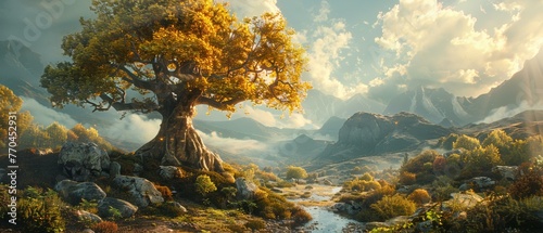 An environmental conservation ad, juxtaposing natural beauty with fantasy realms photo