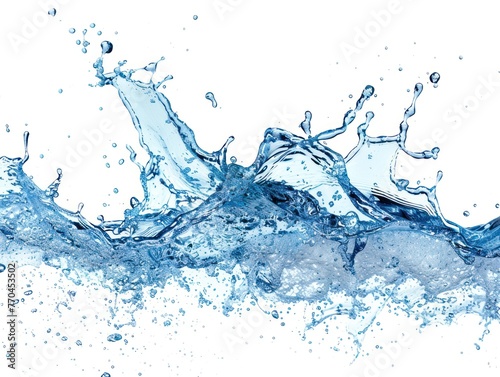 Fresh blue water splash on white background