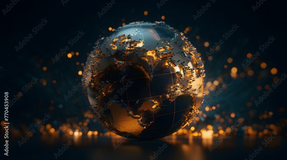 3d earth in motion 3d model of the earth from space - obrazy, fototapety, plakaty 