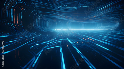 a 3d computer abstract background of blue abstract lines