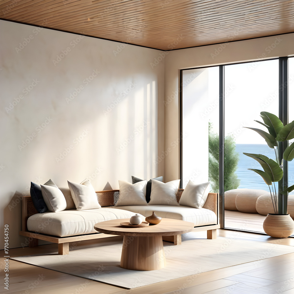 modern living room with fireplace. Generative AI. modern living room with fireplace. Generative AI.