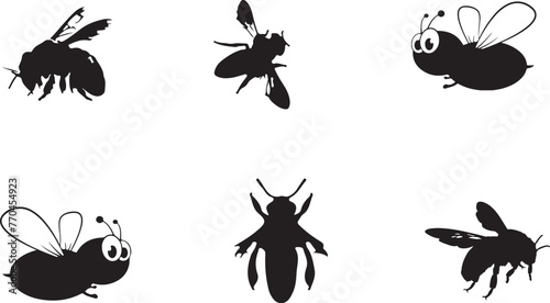 New flock of bee silhouette illustration