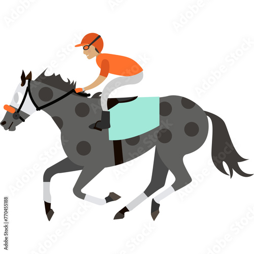 Sportive horse race vector icon isolated on white