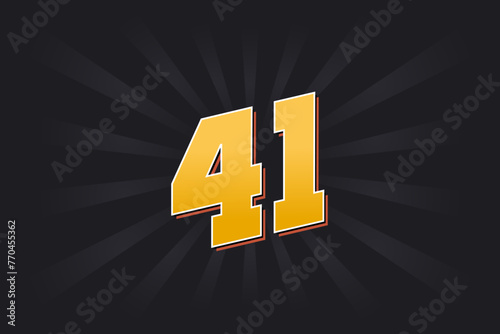 Number 41 vector font alphabet. Yellow 41 number with black background photo