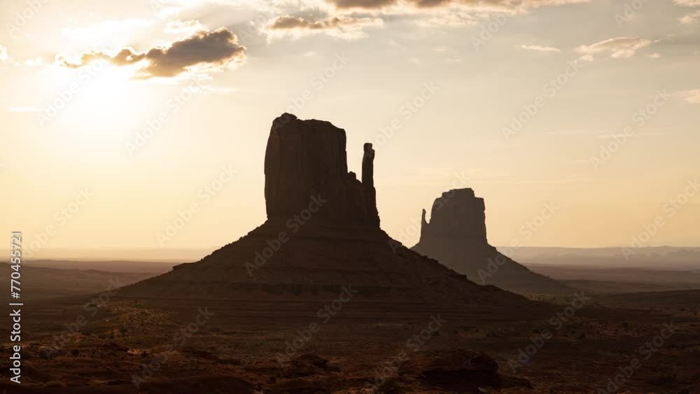 Monument Valley West and East Mitten Butte Sunrise Time Lapse Arizona Southwest USA Monument Valley West and East Mitten Butte Sunrise Time Lapse Arizona Southwest USA