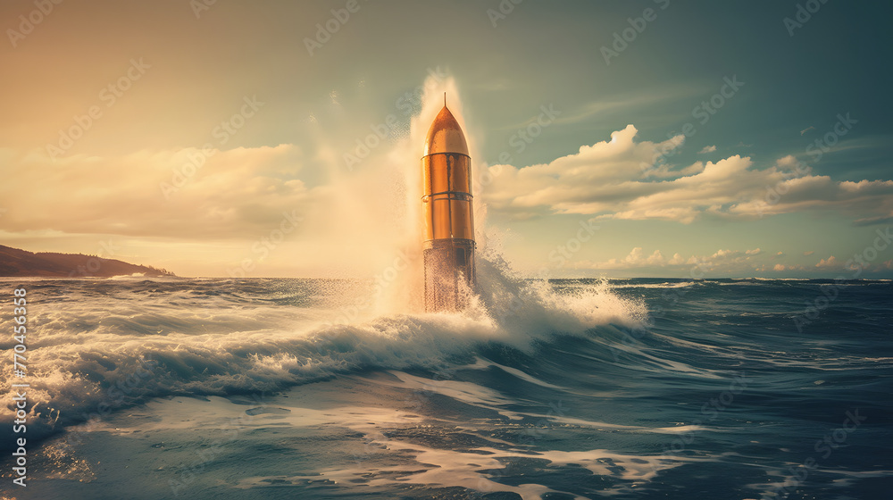 a rocket is being launched in the ocean by rocket launch