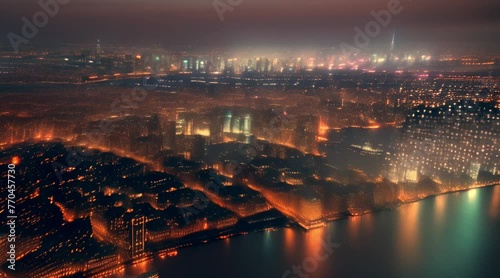 animation, motion effect,  famous cityscape such as new city, 60 fps 12 sec, photo