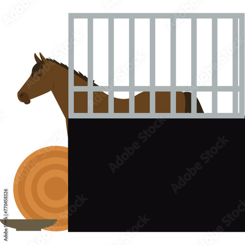 Horse at stall vector icon isolated on white