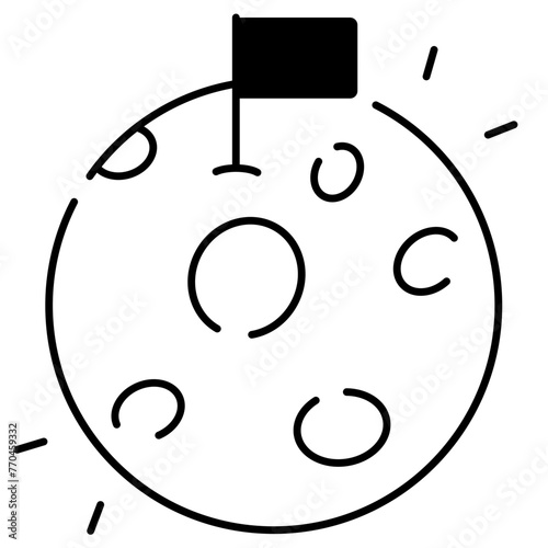 Flag On Moon Icon