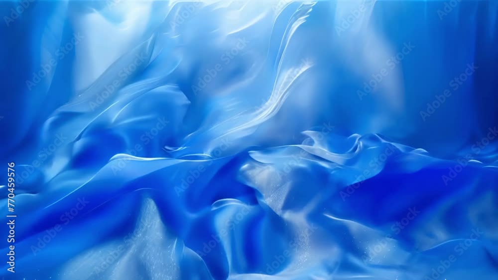 Ethereal blue fabric waves, resembling serene ocean, create flowing texture, perfect for backgrounds that require sense of calmness, ideal for meditation and relaxation-themed visual content