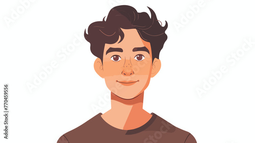 Young man head avatar character Flat vector isolated