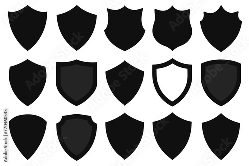 set of black shield icons set. Protect shield vector isolated on white background