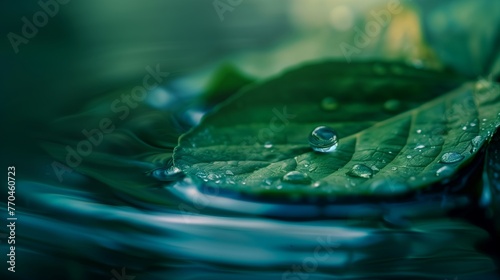 Water drops on leafe in nature background