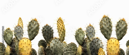  A group of cacti against a white background