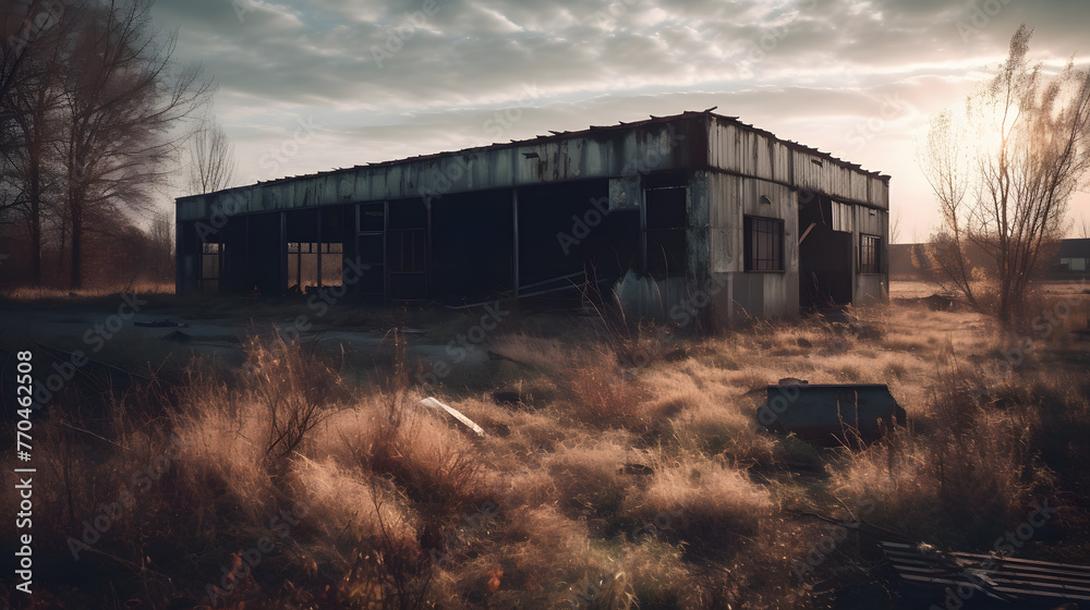 empty metal building on the abandoned site empty metal building on the abandoned site