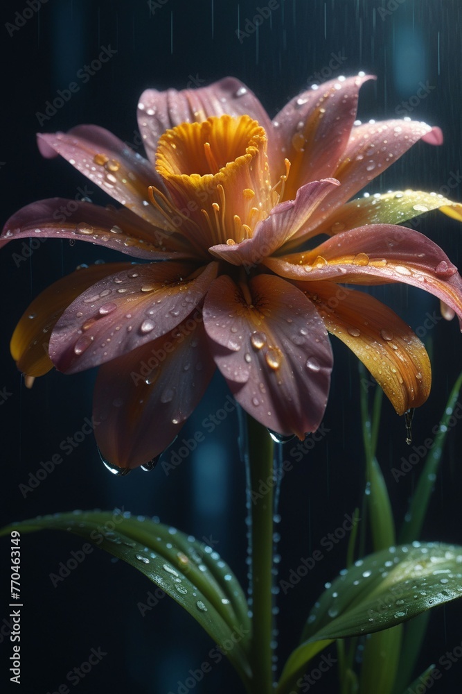 A beautiful flower in the rain