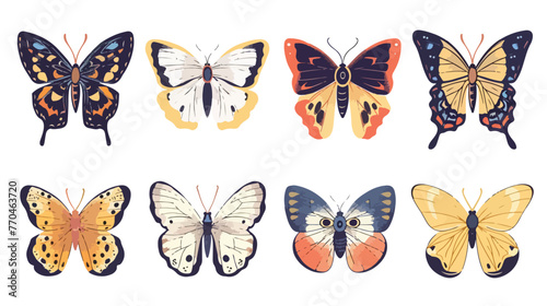 Cartoon butterfly on white background flat vector isolated