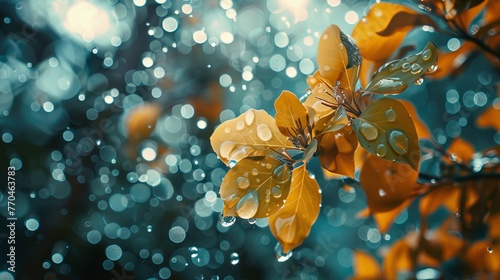flowers on rain