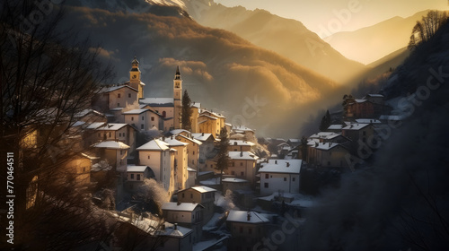 in the savoia alps, c. bernardi, the snowy village of rosanova photo