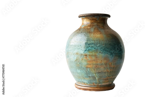 Stylish Ceramic Vase On Transparent Background.