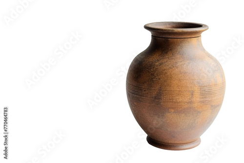 Stylish Ceramic Vase On Transparent Background.