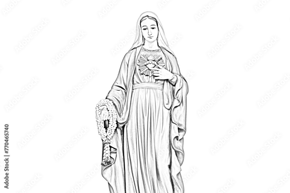 Beautiful Statue of Our lady of grace virgin Mary isolated on Vector illustration White Background high resolution for graphic decoration, suitable for both web and print media.
