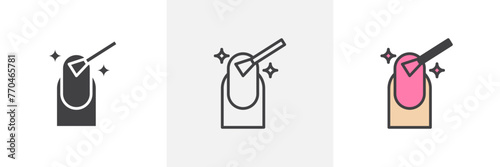Nail Art and Colorful Manicure Icons. Salon Fingernail Paint and Beauty Care Symbols.