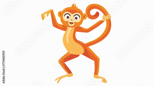 Cartoon Cute langur monkey cartoon dancing flat vector
