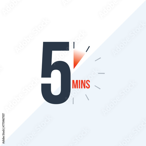timer 5 minutes clock icon logo for web and app use 