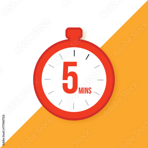 timer 5 minutes clock icon logo for web and app use 