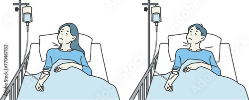 illustration of a person lying on an intravenous drip © 정의 장