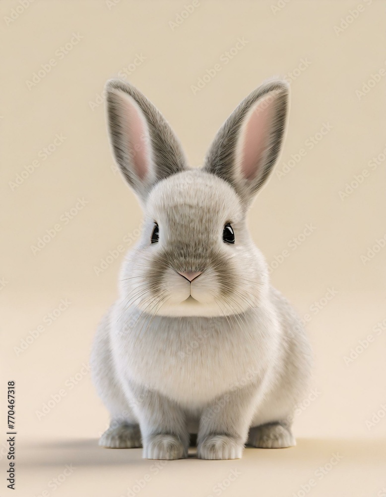 Fototapeta premium Cute rabbit portrait on a white background