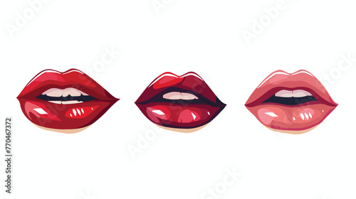 Cartoon female sexy red lips isolated on white background