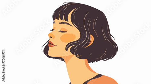 Retro illustration with a girl flat vector
