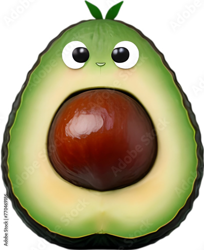 Cute Cartoon Avocado icon, Kawaii Avocado clipart. photo