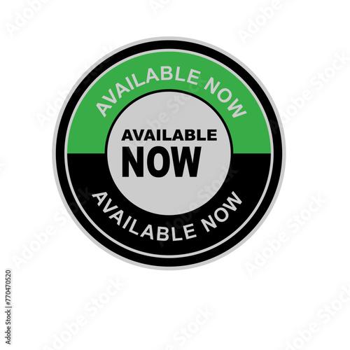 available now stamp. available now round sign. label on transparent background